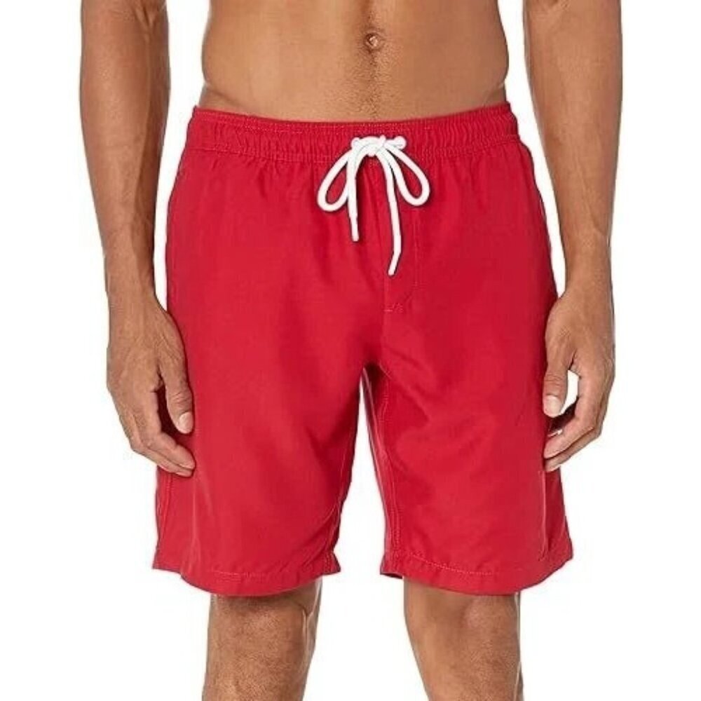 NWOT Lands' End Men's XXL Red Swim Shorts With Mesh Lining & Drawstring Waist